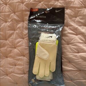 Nike Cream and Neon Yellow Goalkeeper Gloves